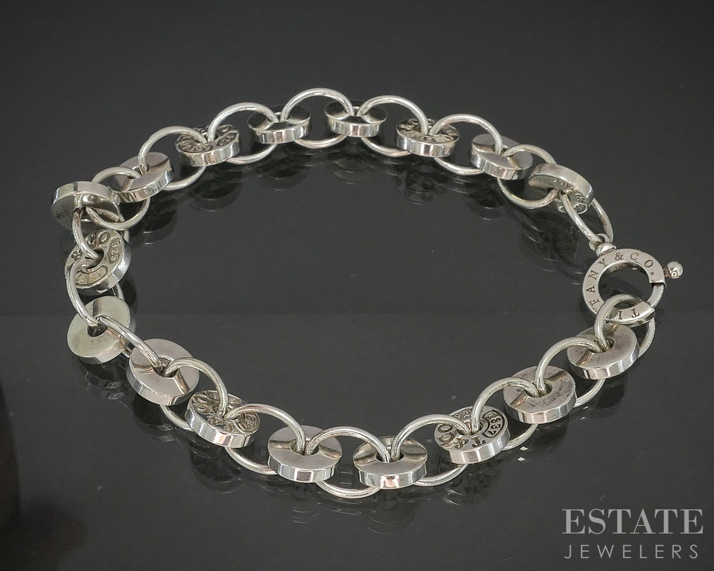 Sterling Tiffany & Co. 1837 Circle Link Ladies Bracelet 25.8g 8"L p18379