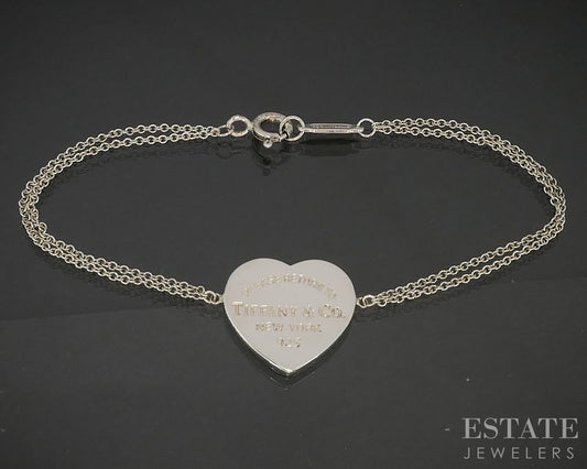 Sterling Silver Tiffany & Co. Return Heart Tag Ladies Bracelet 2g 6.25"L p17476