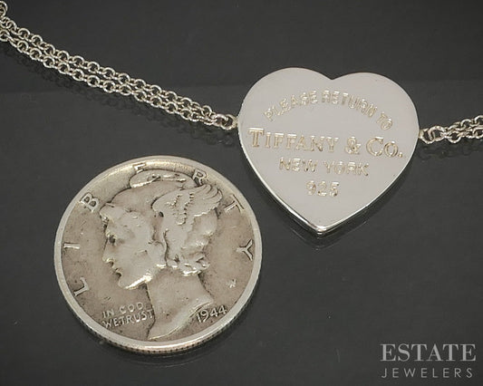 Sterling Silver Tiffany & Co. Return Heart Tag Ladies Bracelet 2g 6.25"L p17476