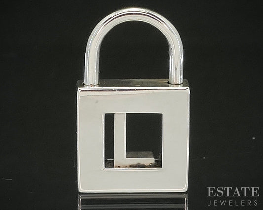 Sterling Silver Tiffany & Co Initial L Padlock Pendant Charm 5.9g p18378