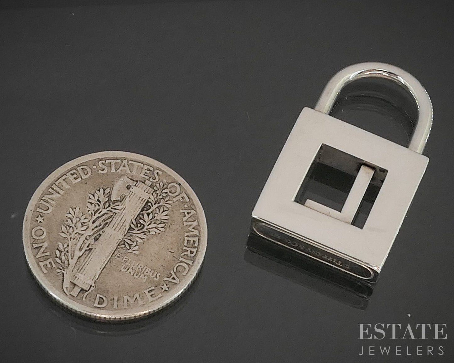 Sterling Silver Tiffany & Co Initial L Padlock Pendant Charm 5.9g p18378