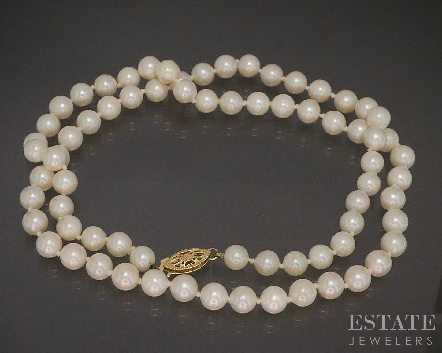 14k Yellow Gold 6mm Cultured Pearl Ladies Necklace 19.5"L p16577b