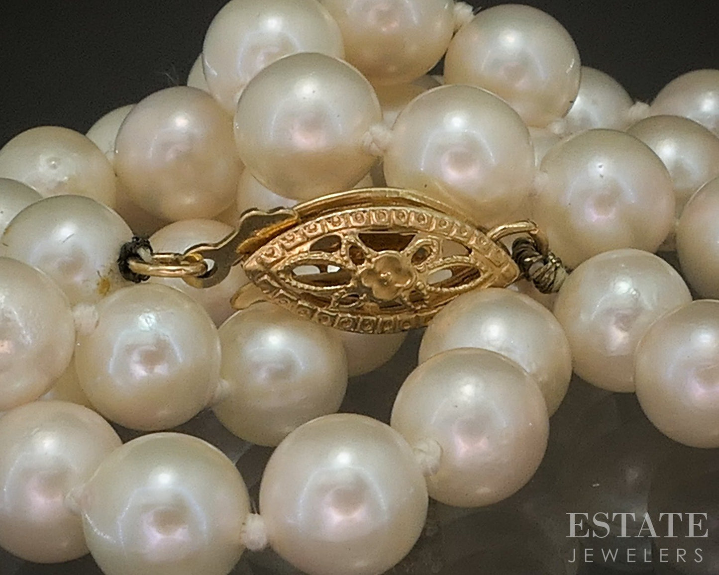 14k Yellow Gold 6mm Cultured Pearl Ladies Necklace 19.5"L p16577b
