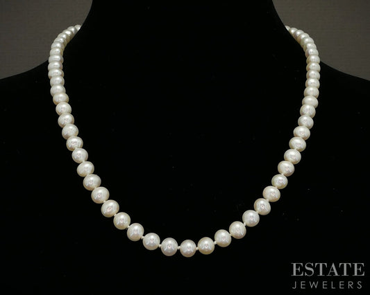 14k Yellow Gold 7mm Freshwater Pearl Ladies Necklace 18.5"L p16216b