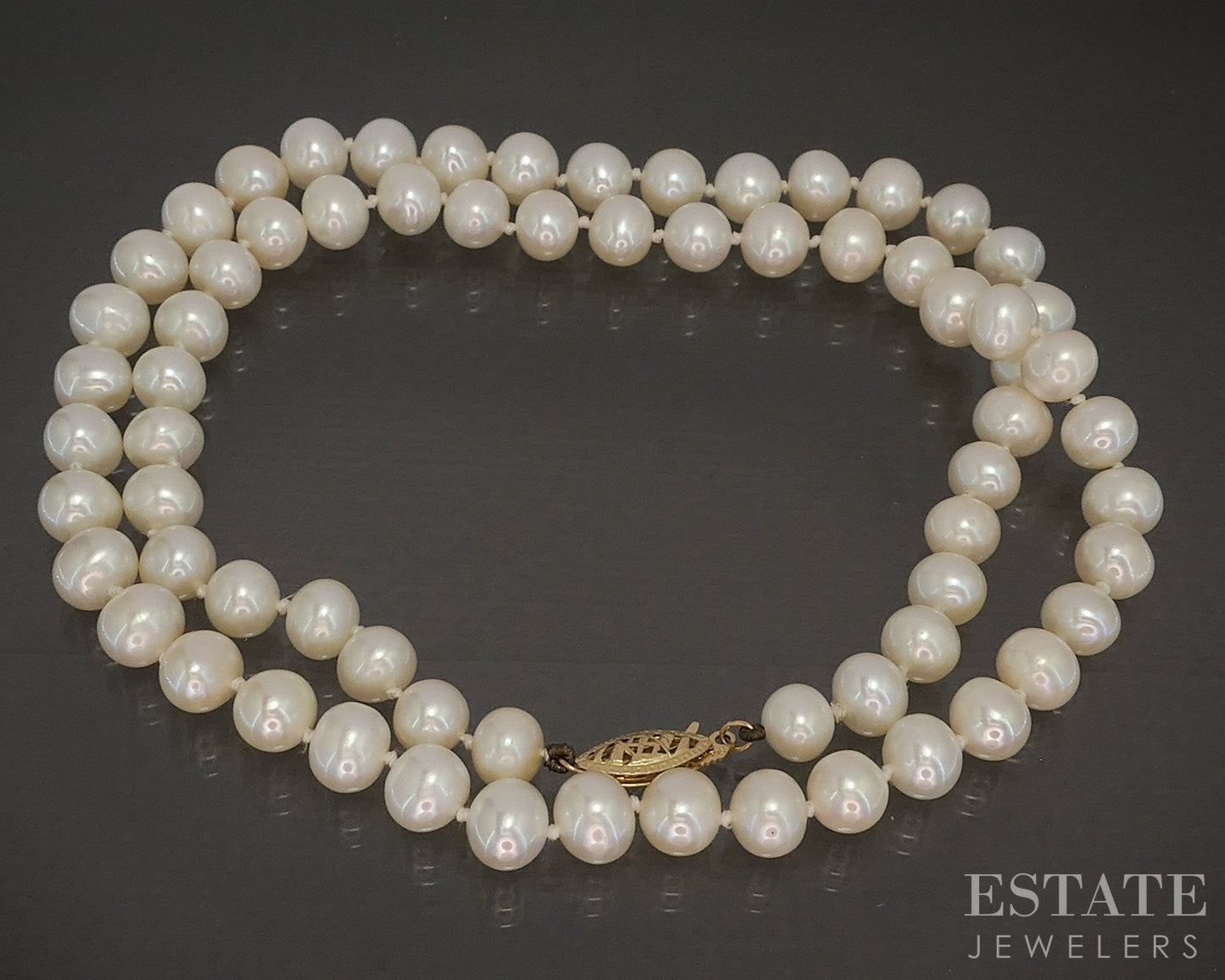 14k Yellow Gold 7mm Freshwater Pearl Ladies Necklace 18.5"L p16216b