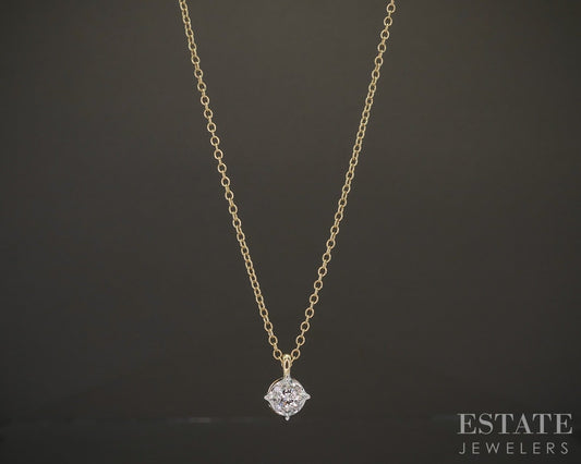 Vintage 14k Yellow & White Gold Natural Diamond Necklace 1.8g 16"L p16291b