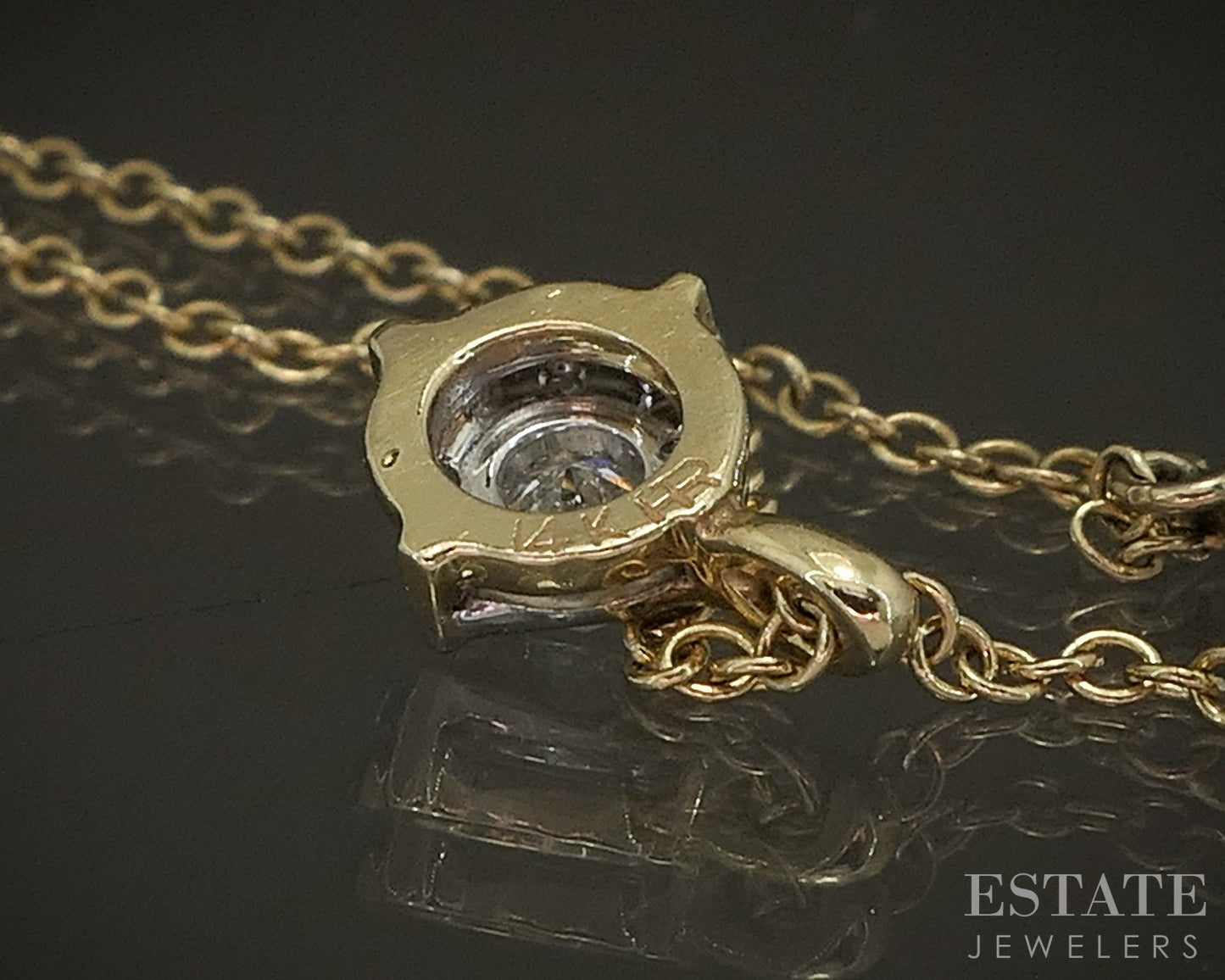 Vintage 14k Yellow & White Gold Natural Diamond Necklace 1.8g 16"L p16291b