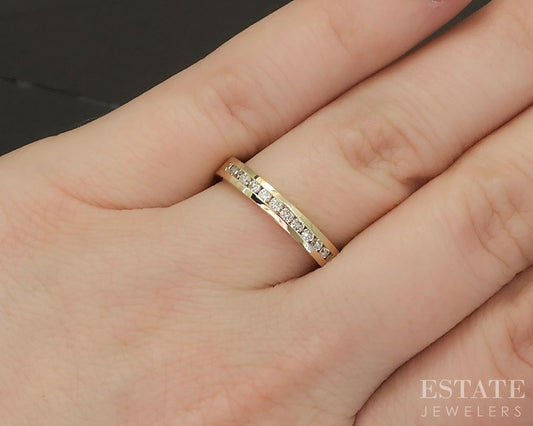 14k Yellow Gold Round Natural .18ctw Diamond Ladies Wedding Band 3.5g p16574b