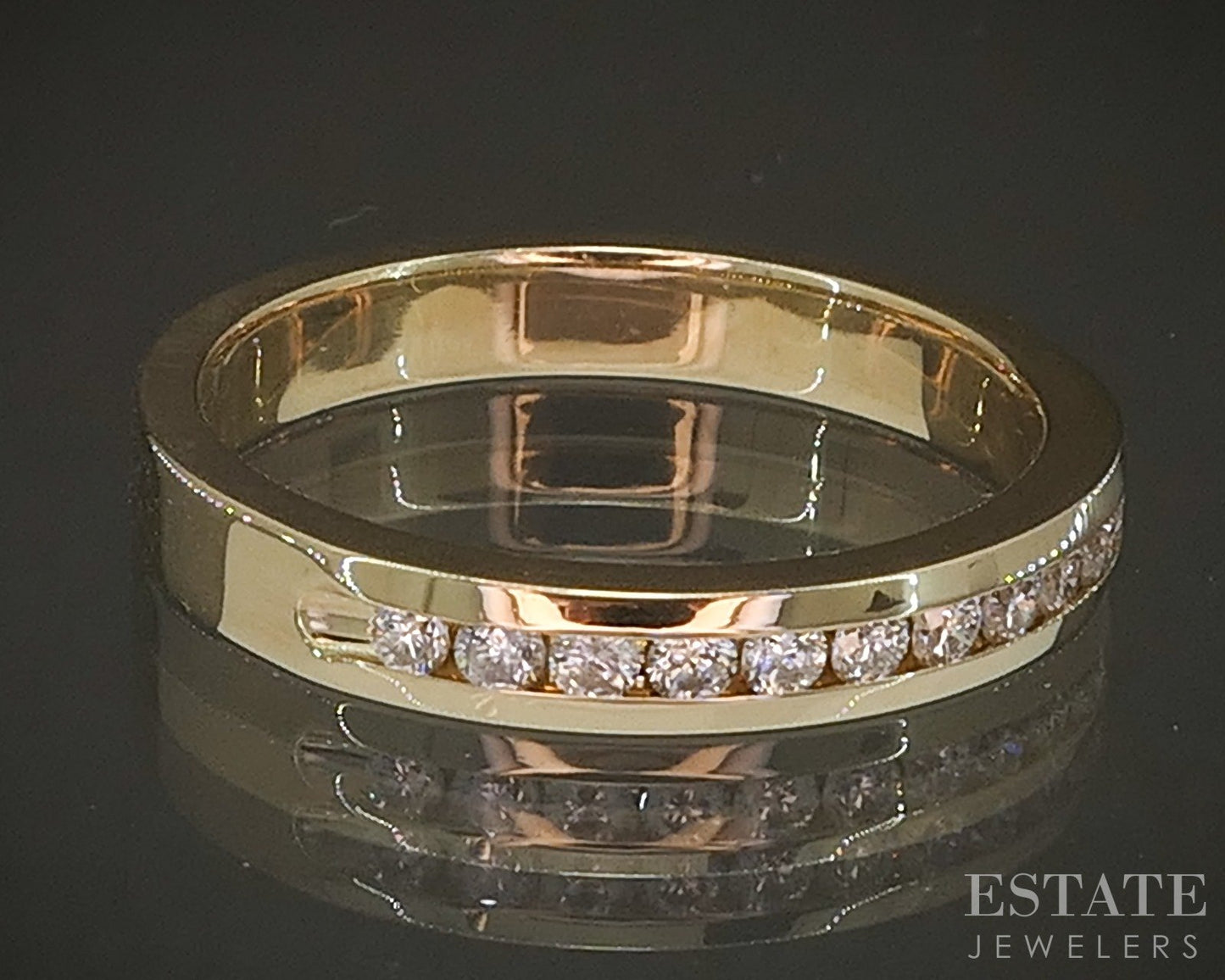 14k Yellow Gold Round Natural .18ctw Diamond Ladies Wedding Band 3.5g p16574b