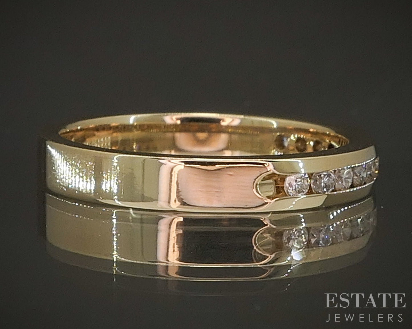 14k Yellow Gold Round Natural .18ctw Diamond Ladies Wedding Band 3.5g p16574b