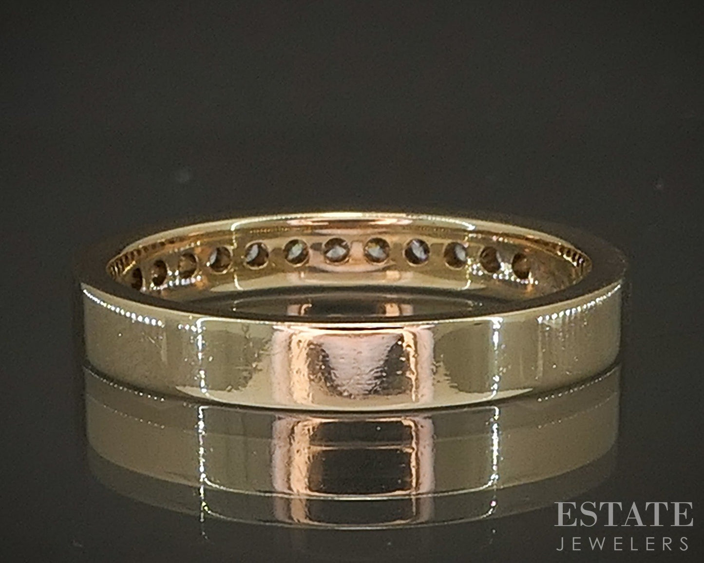 14k Yellow Gold Round Natural .18ctw Diamond Ladies Wedding Band 3.5g p16574b