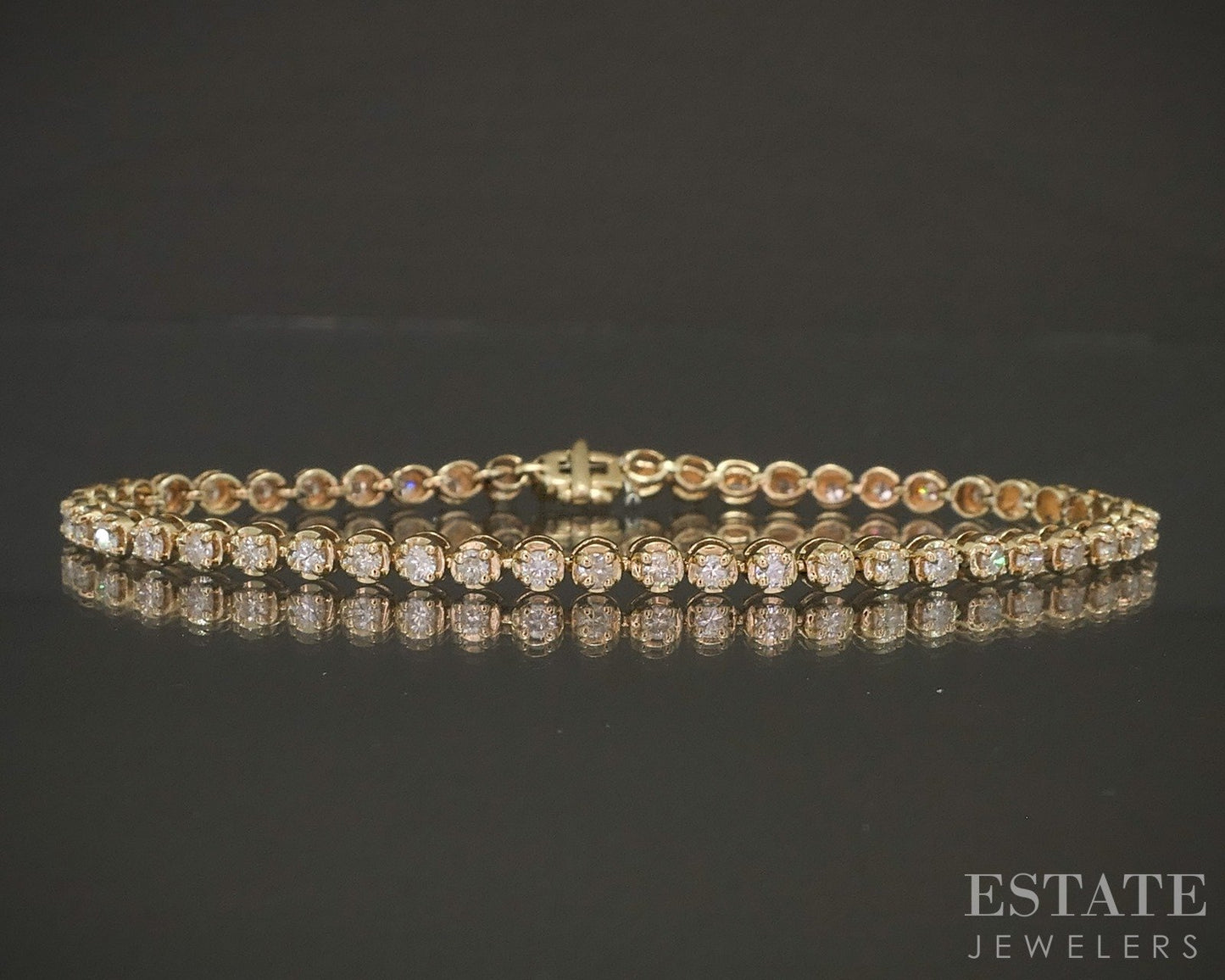 14k Yellow Gold Natural 1.50ctw Diamond Ladies Tennis Bracelet 6.9g 7"L p16435b