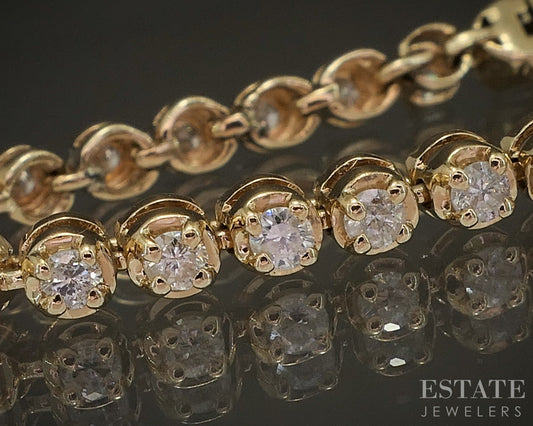 14k Yellow Gold Natural 1.50ctw Diamond Ladies Tennis Bracelet 6.9g 7"L p16435b