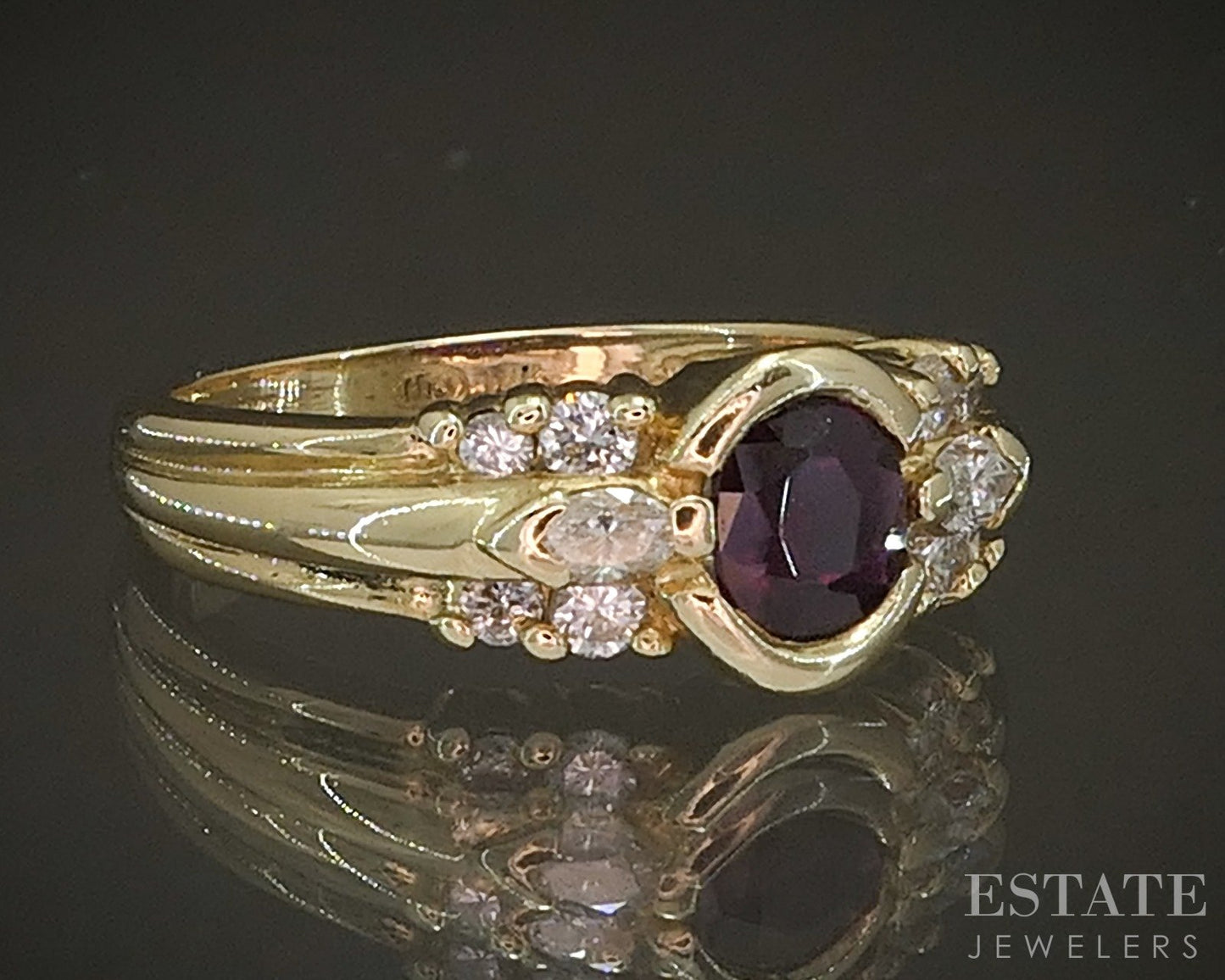 14k Yellow Gold Round Natural Ruby & Diamond Ladies Ring 4.3g p16781b