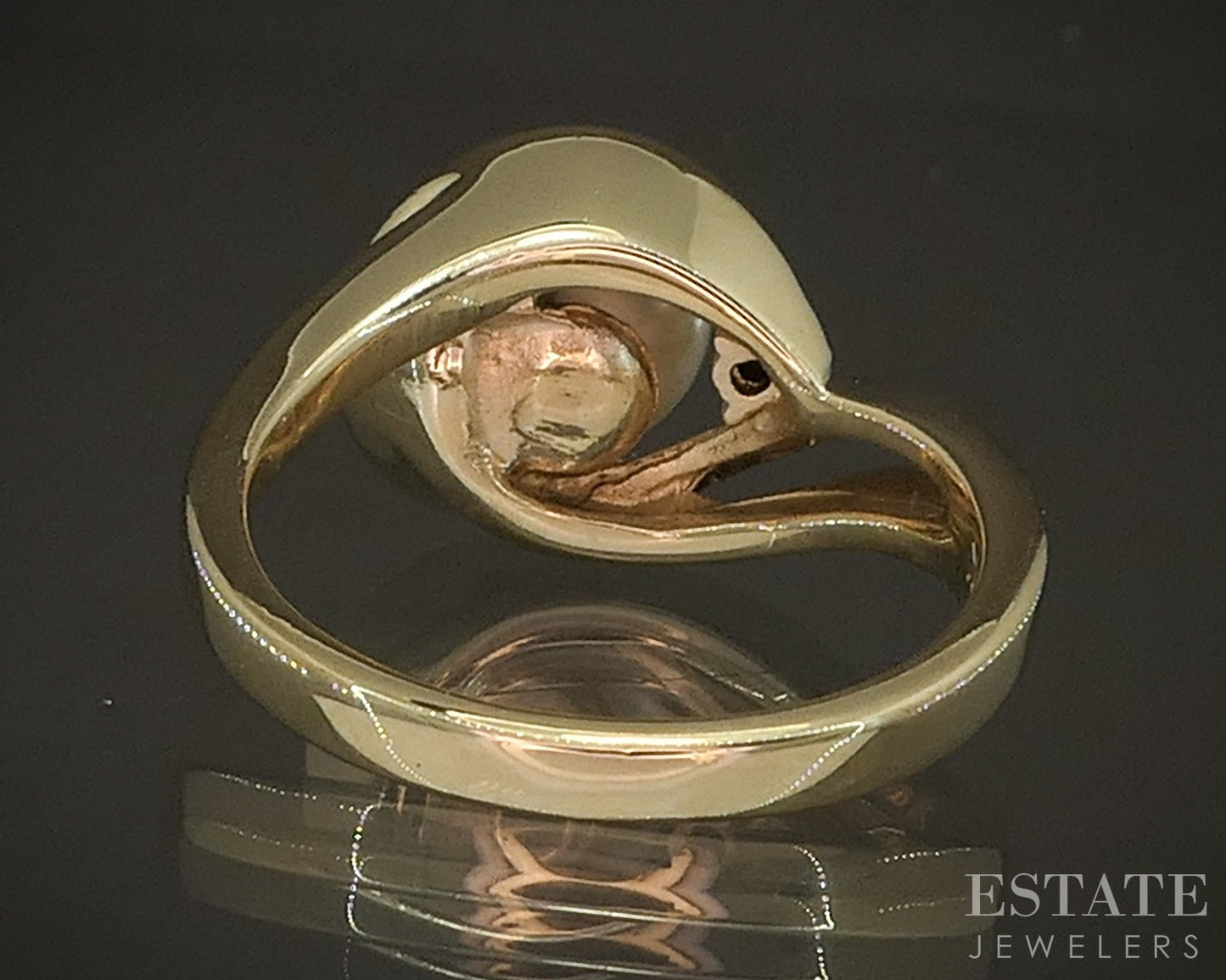 14k Yellow Gold 7mm Akoya Pearl & Diamond Ladies Ring 6.3g p16492b