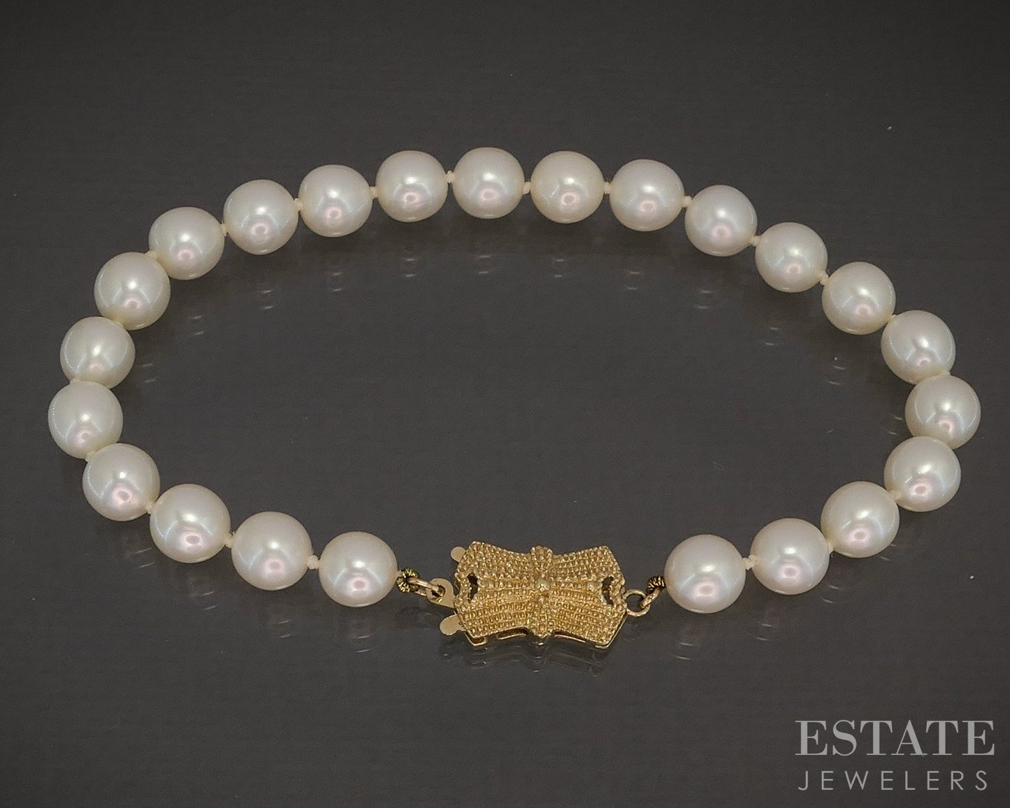 14k Yellow Gold Blue Lagoon Mikimoto 6.5mm Akoya Pearl Bracelet 7.25"L p16808b