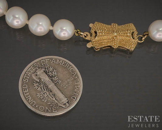 14k Yellow Gold Blue Lagoon Mikimoto 6.5mm Akoya Pearl Bracelet 7.25"L p16808b