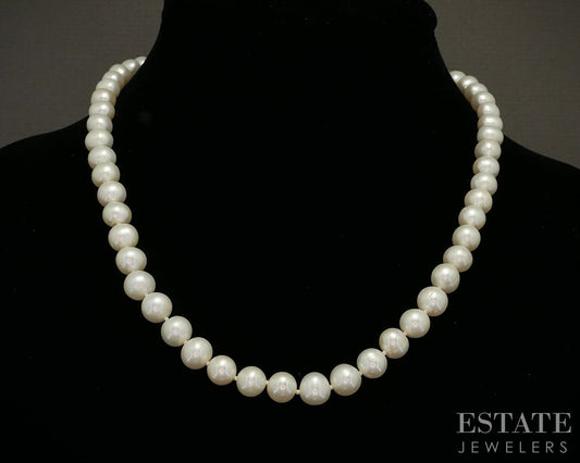 14k Yellow Gold 8mm Freshwater Pearl Ladies Necklace 18"L p16107b