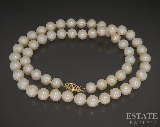 14k Yellow Gold 8mm Freshwater Pearl Ladies Necklace 18"L p16107b