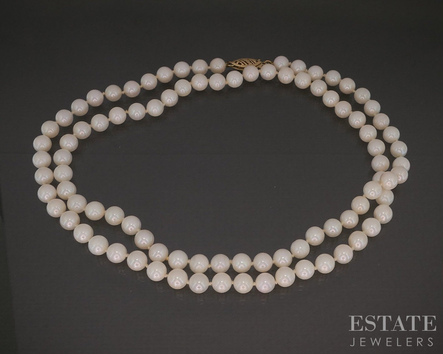 14k Yellow Gold 6mm Cultured Pearl Ladies Necklace 24"L p16778b