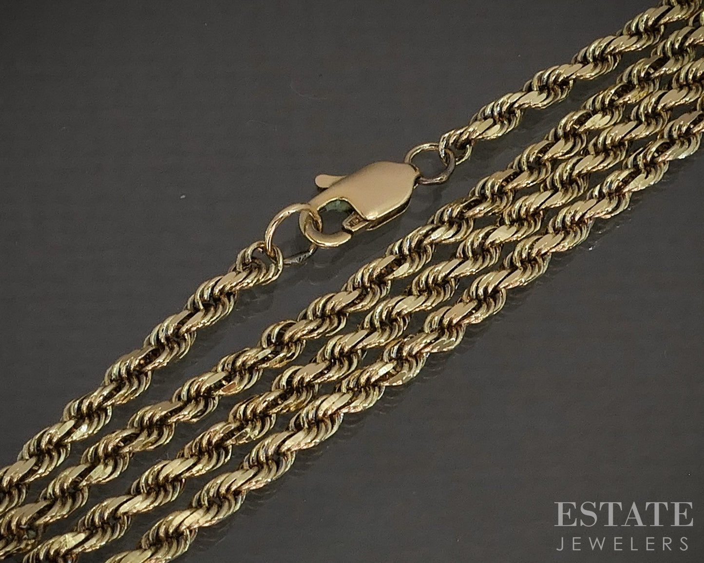 14k Yellow Gold 2.1mm Diamond Cut Rope Chain Link Necklace 9.3g 20"L p16360b