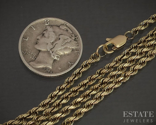 14k Yellow Gold 2.1mm Diamond Cut Rope Chain Link Necklace 9.3g 20"L p16360b