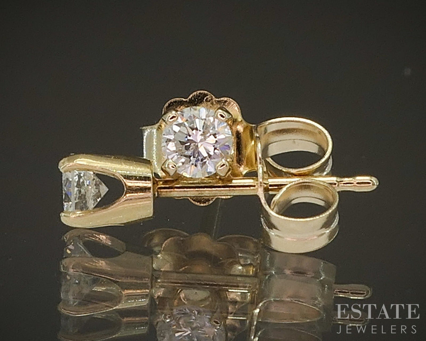 14k Yellow Gold Round Natural .20ctw Diamond Stud Earrings p16370b