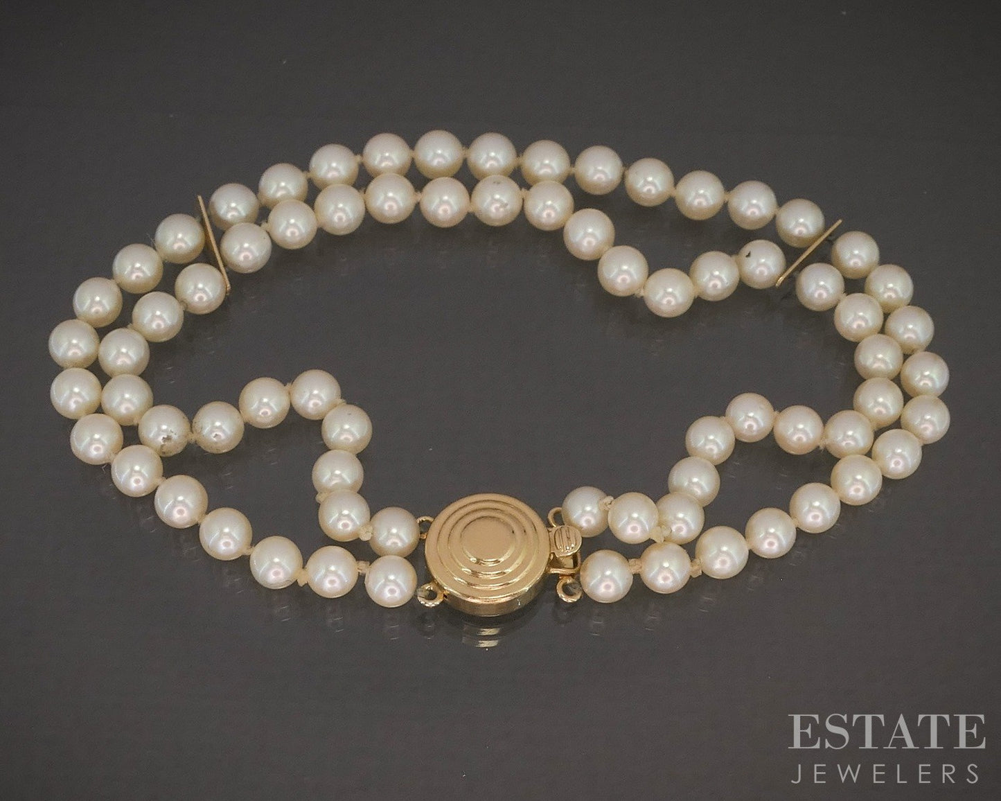14k Yellow Gold 4.5mm Cultured Pearl Multi Strand Bracelet 8"L p16104b
