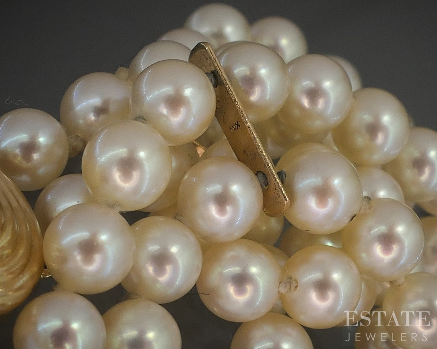 14k Yellow Gold 4.5mm Cultured Pearl Multi Strand Bracelet 8"L p16104b