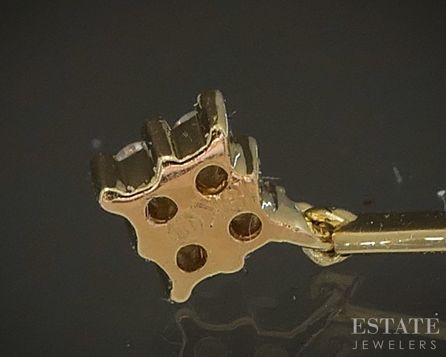 18k Yellow Gold Natural .13ctw Diamond Cluster Dangle Earrings 1.6g p15973b