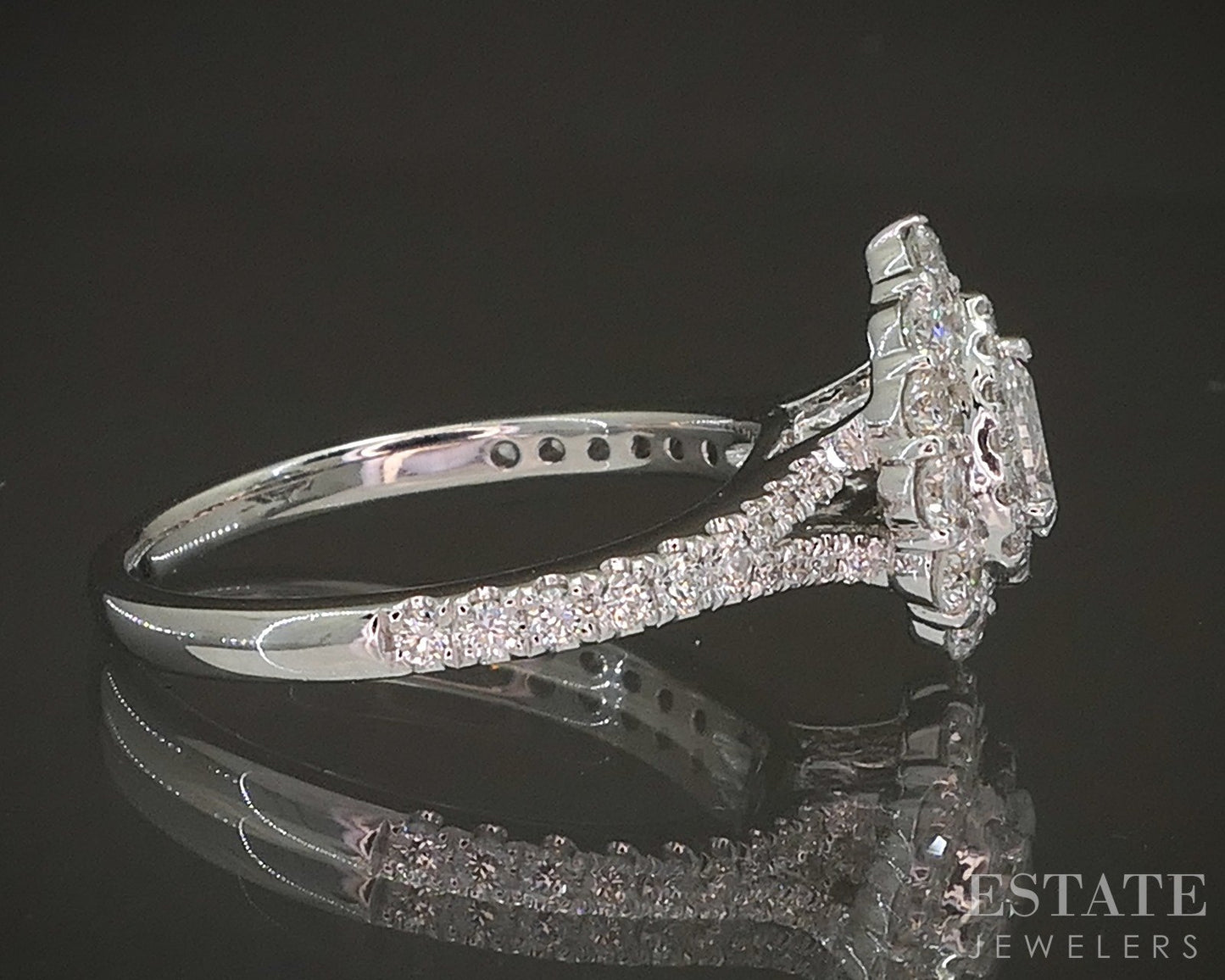 14k White Gold Pear Natural .75ctw Diamond Halo Engagement Ring 3.9g p16194b