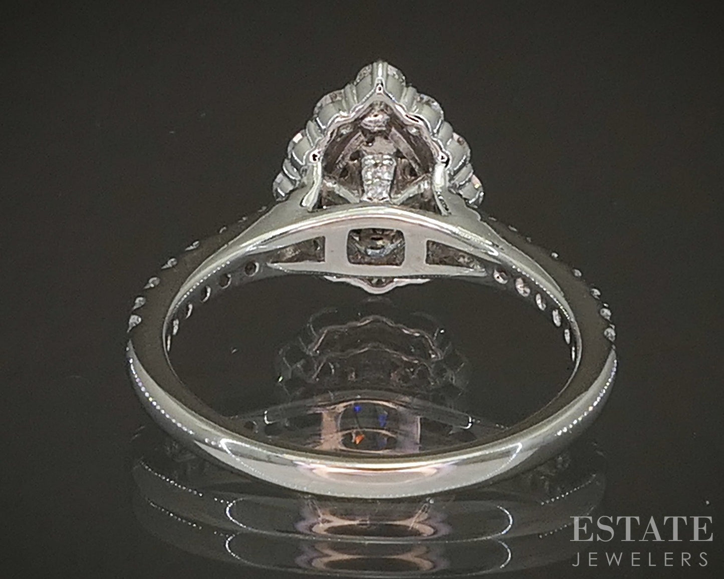 14k White Gold Pear Natural .75ctw Diamond Halo Engagement Ring 3.9g p16194b