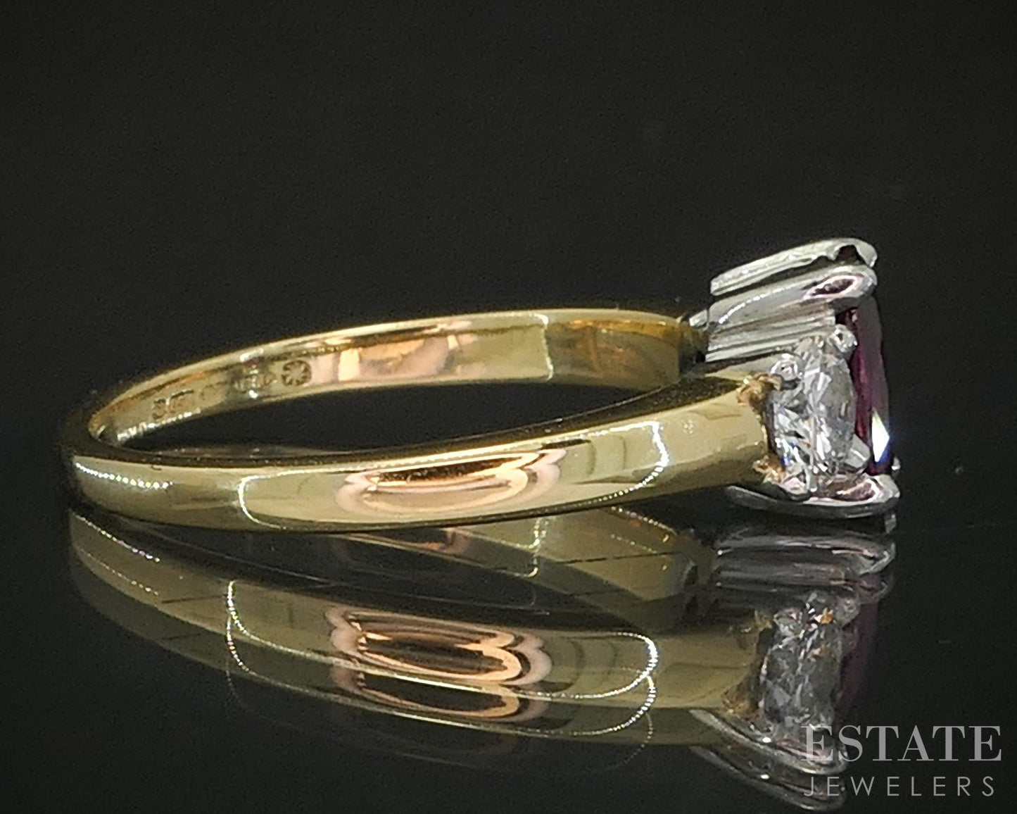 18k Yellow Gold Oval Cut Natural Ruby & Diamond Ladies Ring 4.4g p18236