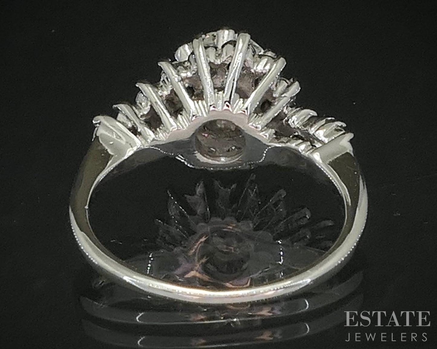 14k White Gold Round Natural 1.28ctw Diamond Engagement Ring 3.8g p18119