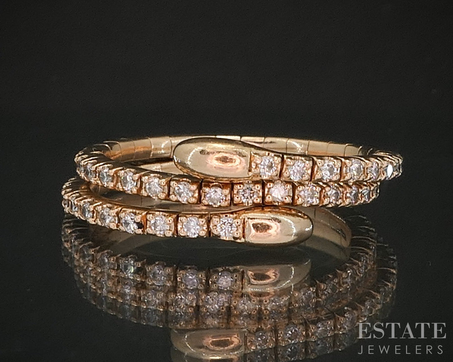 14k Rose Gold Natural .60ctw Diamond Flexible Snake Wrap Band Ring 4g p17889