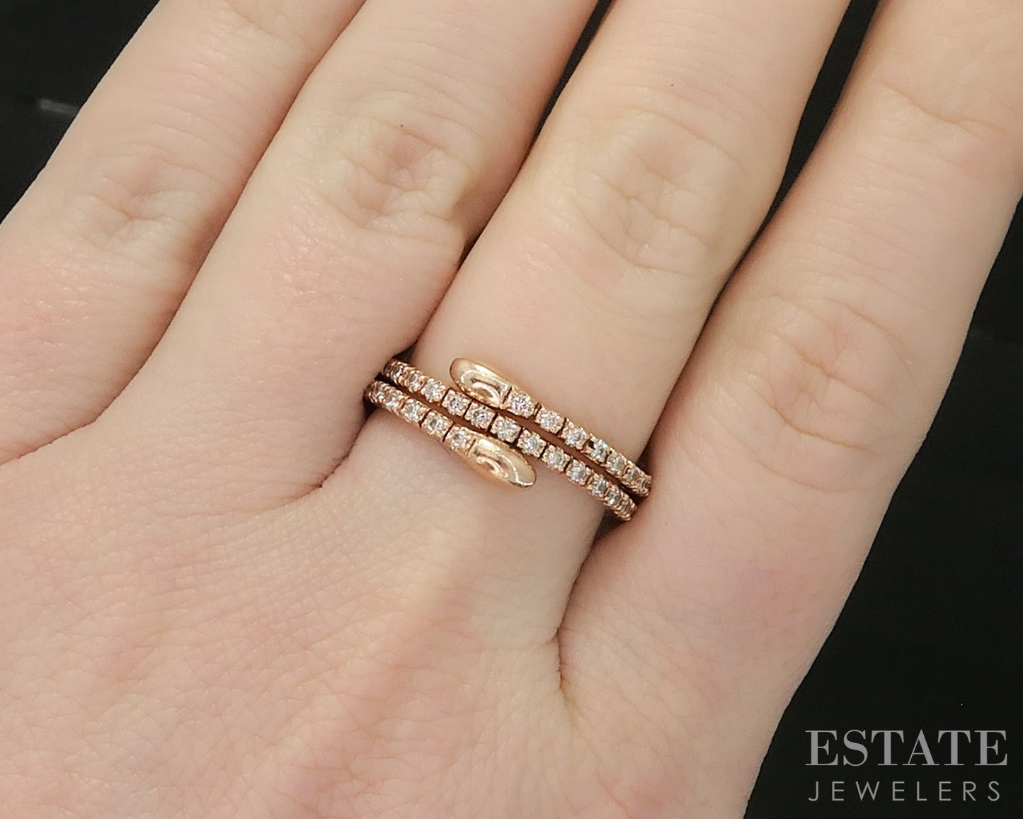 14k Rose Gold Natural .60ctw Diamond Flexible Snake Wrap Band Ring 4g p17889