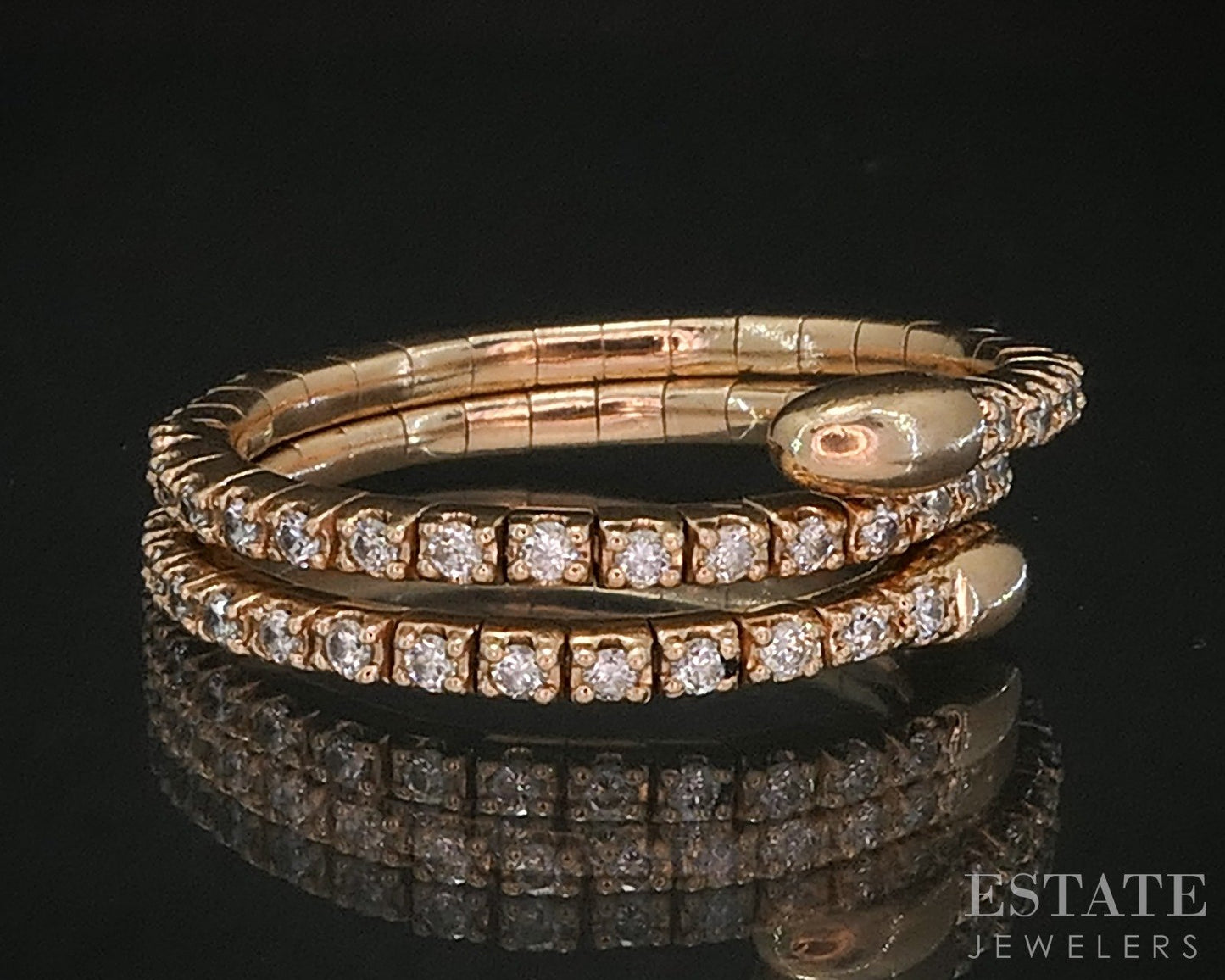 14k Rose Gold Natural .60ctw Diamond Flexible Snake Wrap Band Ring 4g p17889