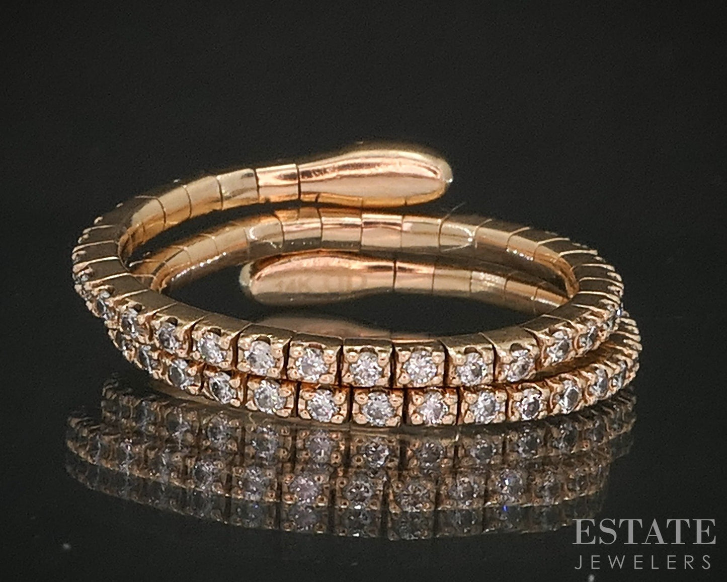 14k Rose Gold Natural .60ctw Diamond Flexible Snake Wrap Band Ring 4g p17889