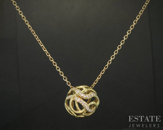 18k Yellow Gold Jose Hess Natural Diamond Open Sphere Necklace 16.9g 20"L p21264