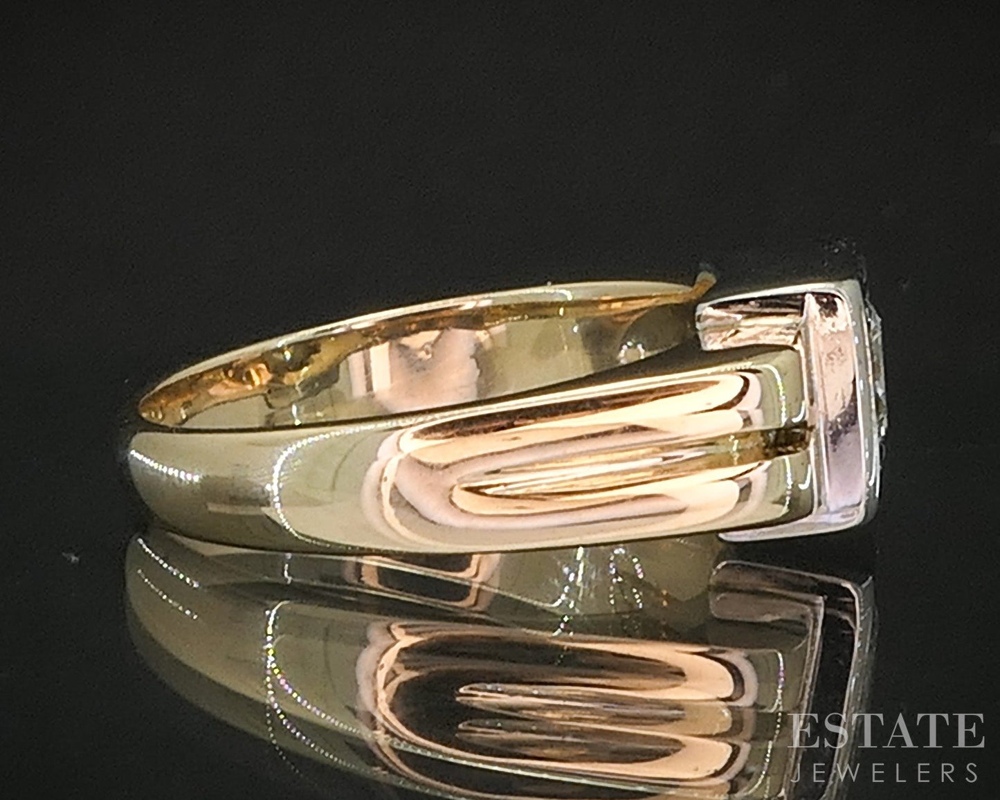 Vintage 14k Yellow Gold Round Natural .48ct Diamond Solitaire Ring 6.2g p18110