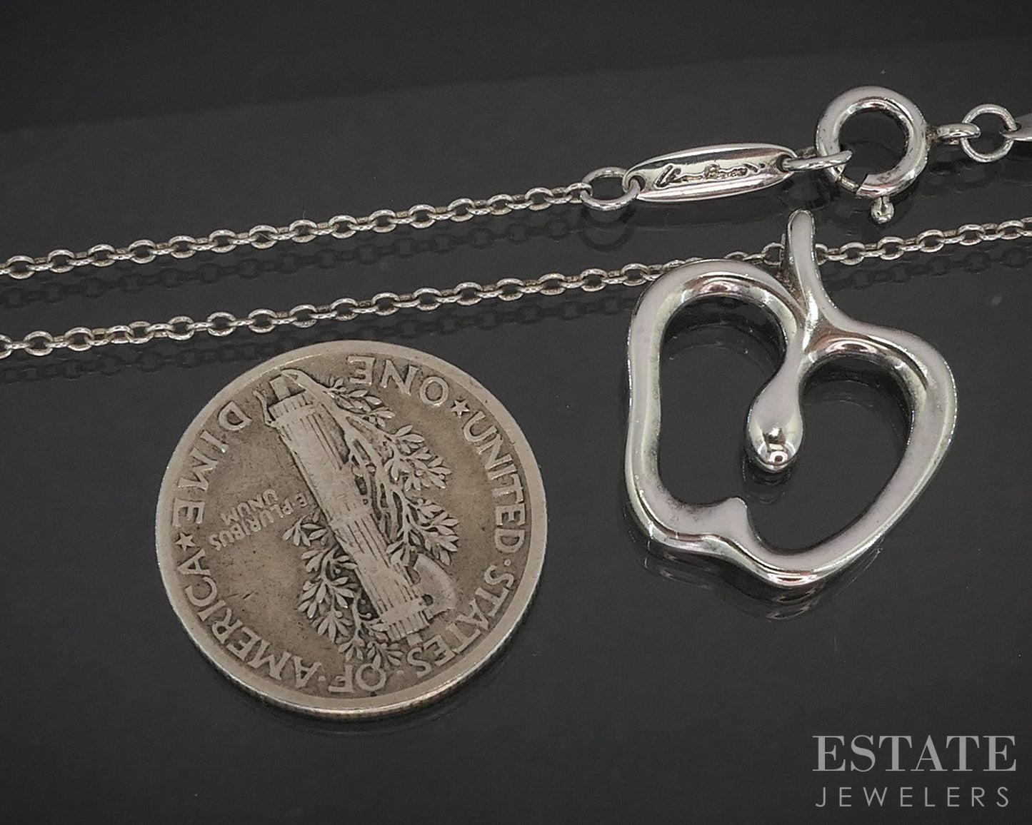 Sterling Silver Tiffany & Co. Elsa Peretti Apple Necklace 2.9g 16"L p15157