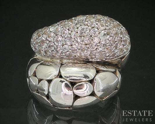 Sterling John Hardy White Sapphire Double Dome Kali Arus Pebble Ring 16g p18149