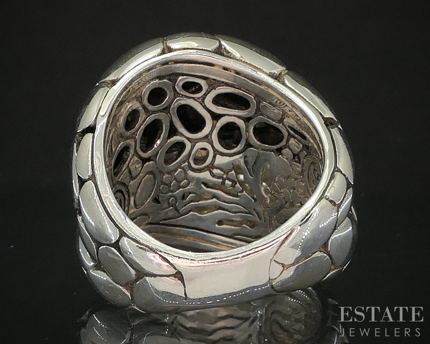 Sterling John Hardy White Sapphire Double Dome Kali Arus Pebble Ring 16g p18149