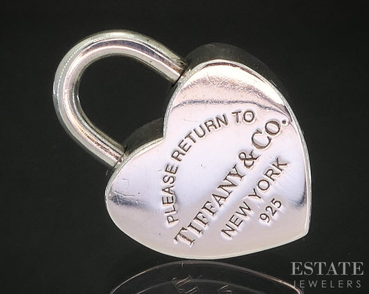Sterling Tiffany & Co. Return to Tiffany Heart Lock Charm Pendant 8.2g p18377