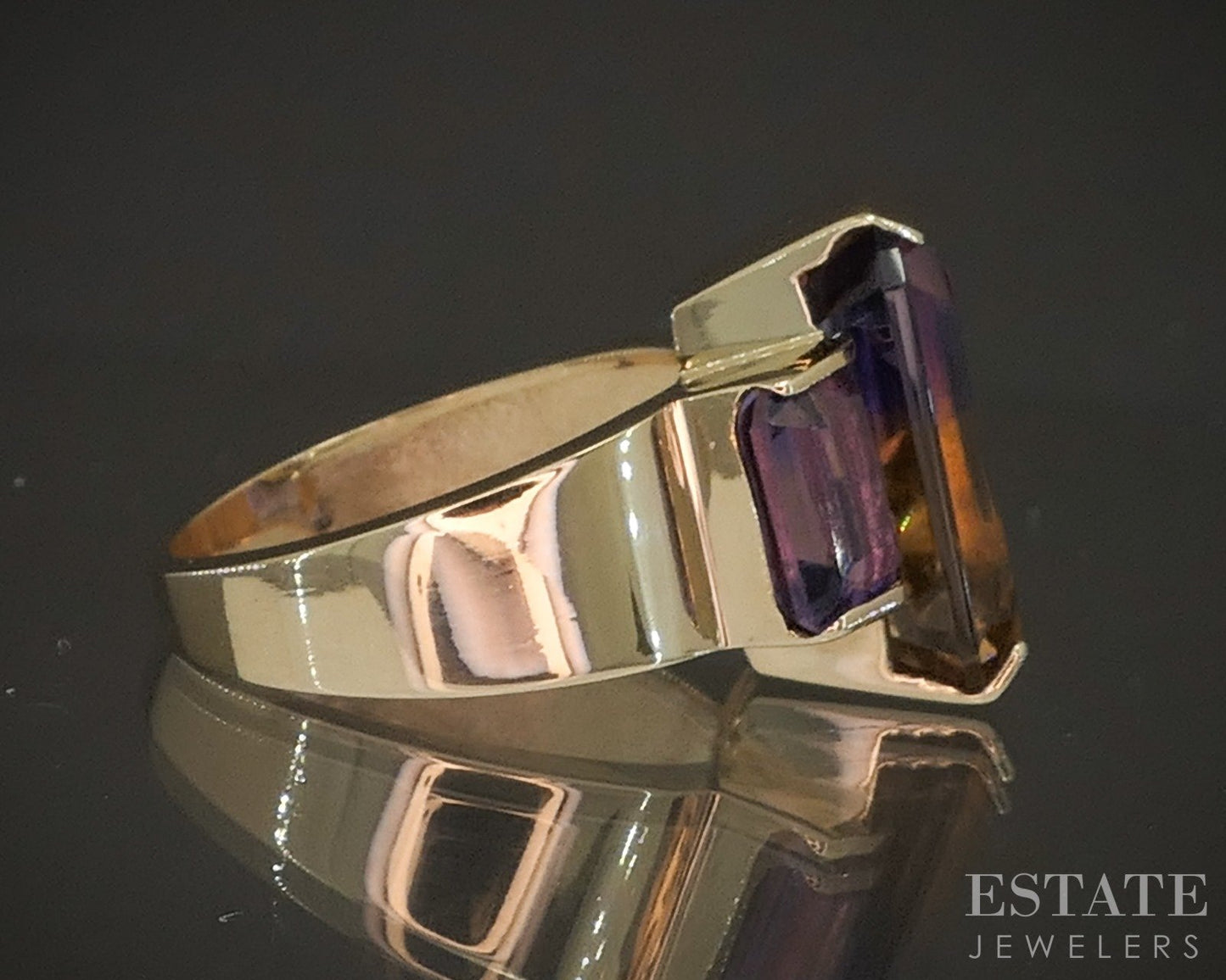 14k Yellow Gold Natural Ametrine & Amethyst Ladies Ring 6.9g p17054b