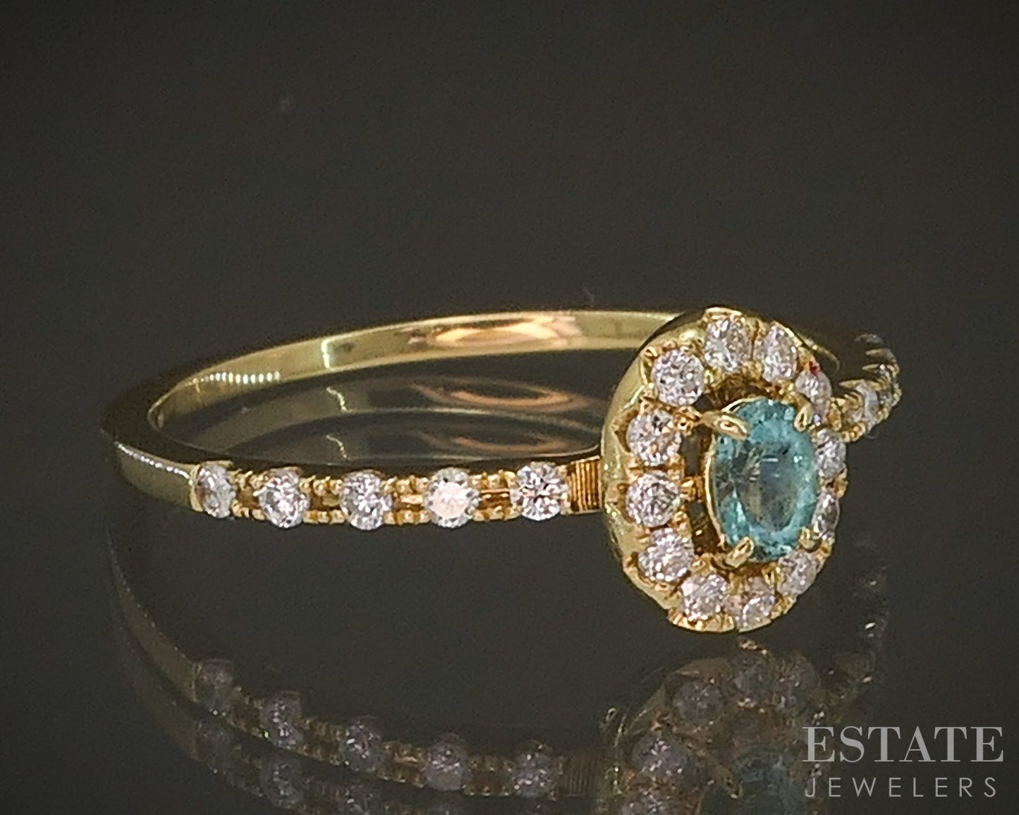 18k Yellow Gold Oval Natural Alexandrite & Diamond Halo Ladies Ring 1.8g p15159b