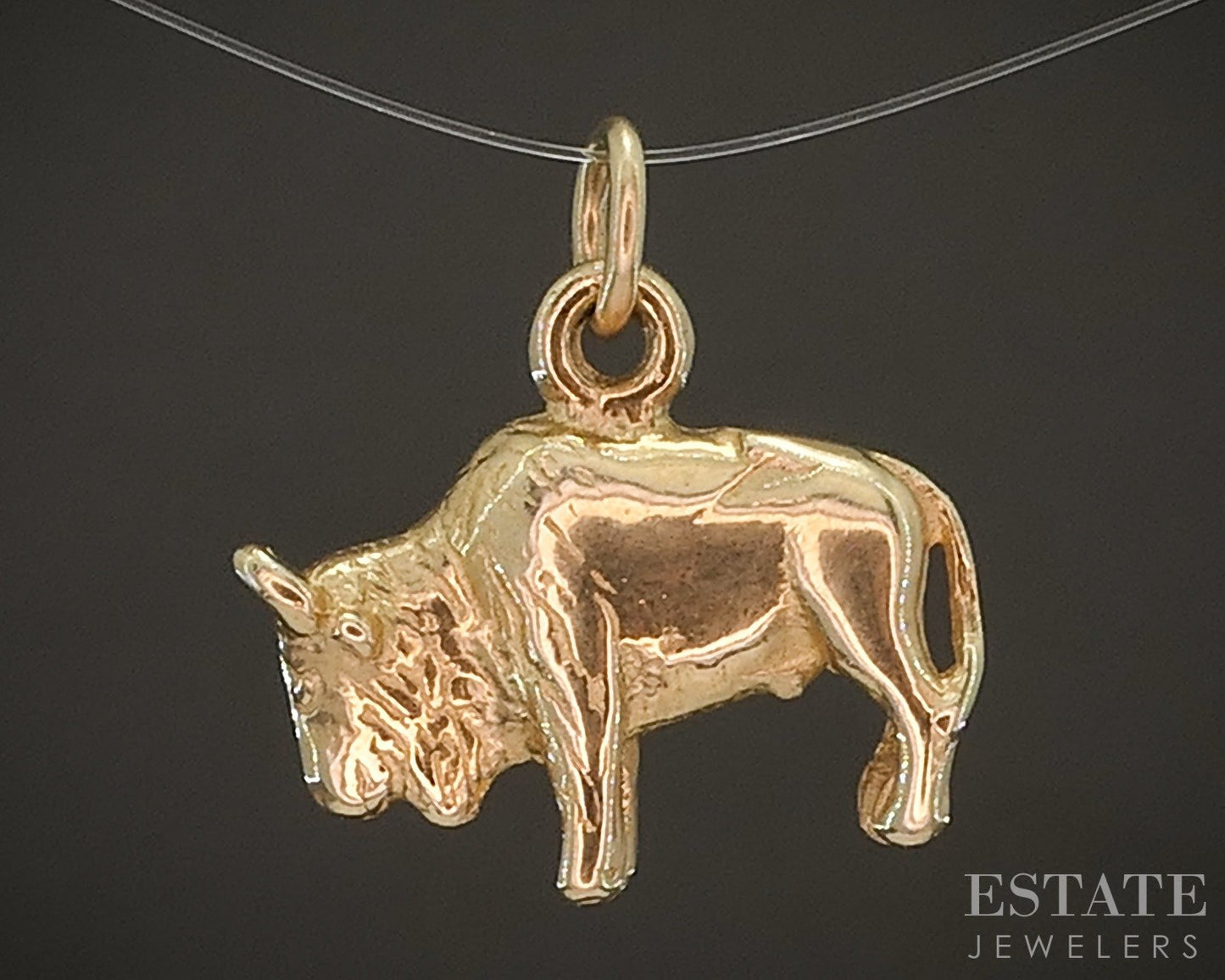 14k Yellow Gold Dimensional Buffalo Charm Pendant 3.7g p16936b