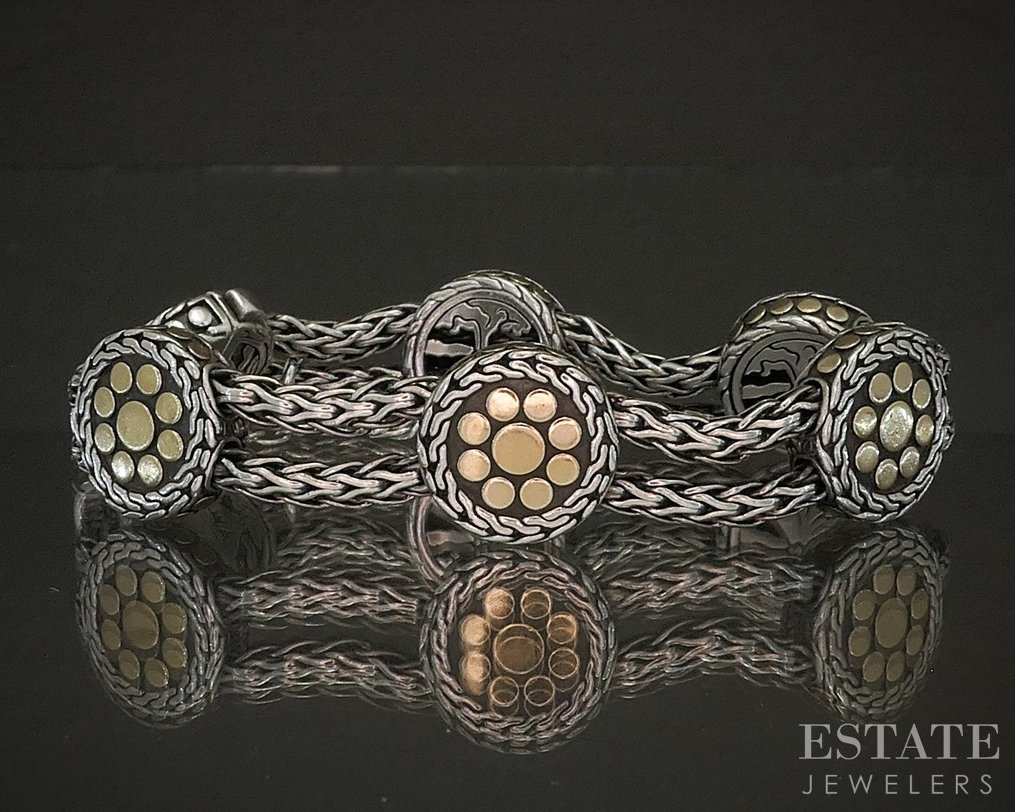 18k & Sterling Angela by John Hardy Nuansa Dots Wheat Bracelet 39g p16977b