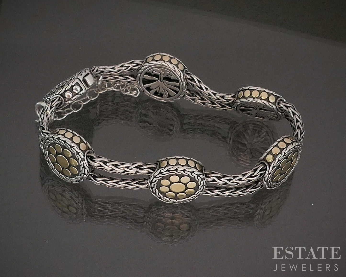 18k & Sterling Angela by John Hardy Nuansa Dots Wheat Bracelet 39g p16977b