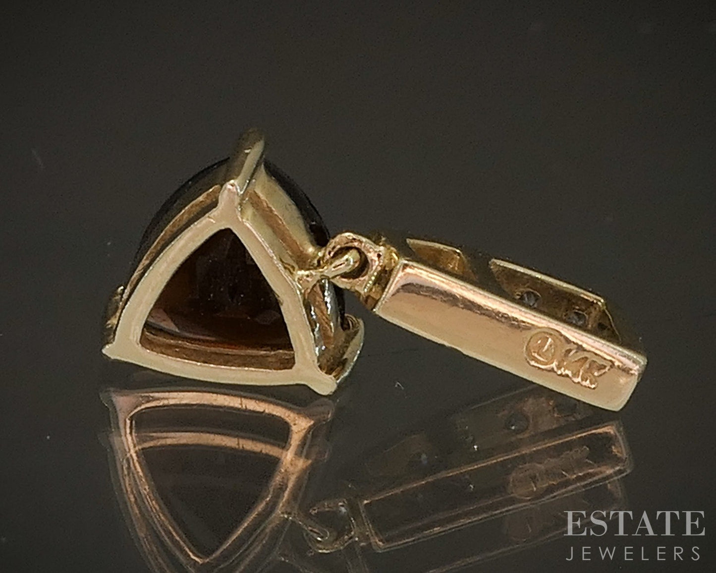 14k Yellow Gold Natural Garnet & Diamond Pendant 1.3g p17011b